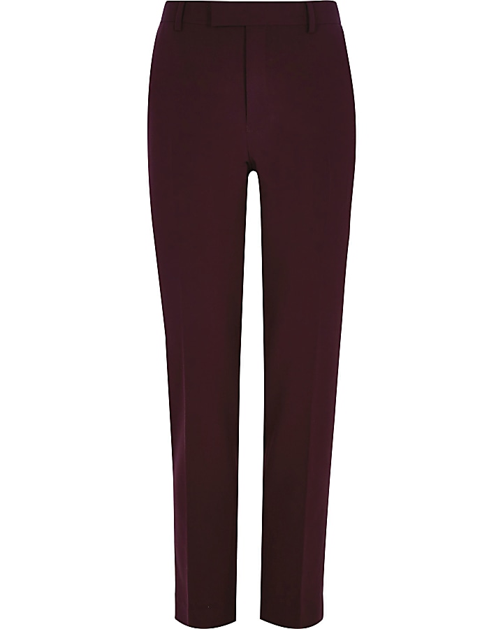 Big and Tall dark red suit trousers