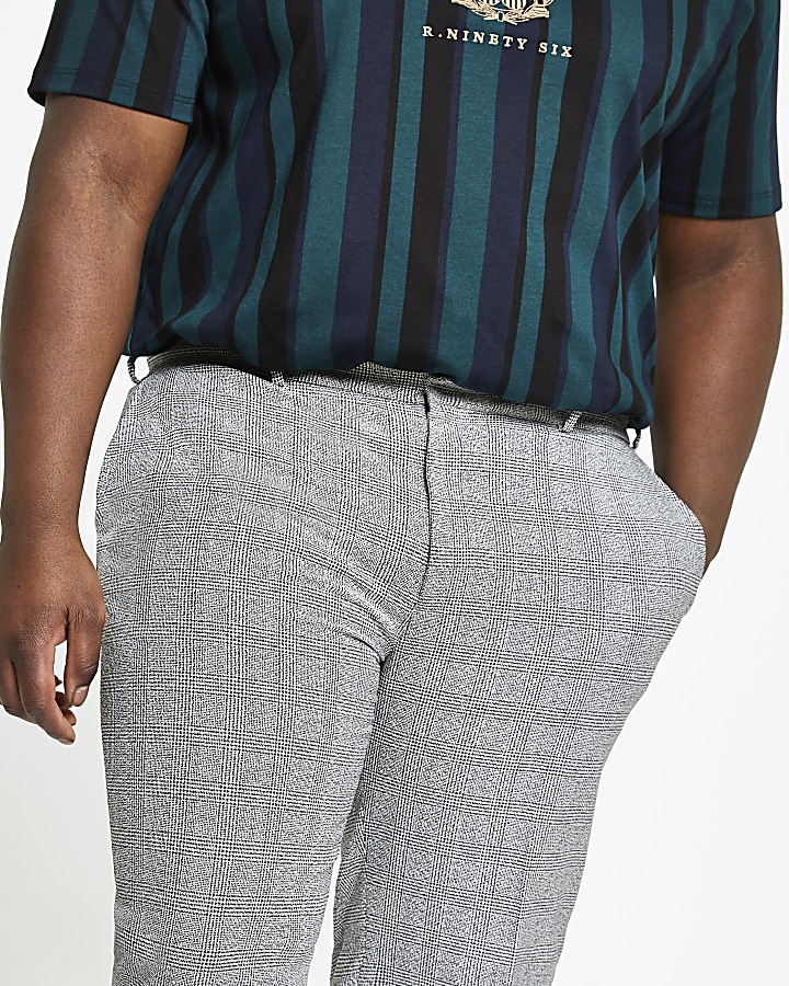 Big and Tall grey check smart trousers