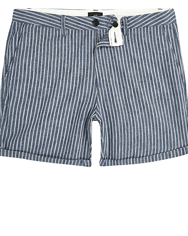 Blue stripe slim fit shorts