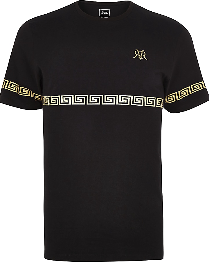 Black gold foil RI slim fit T-shirt