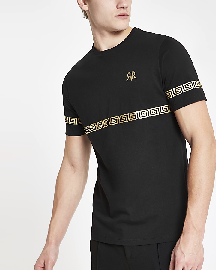 Black gold foil RI slim fit T-shirt