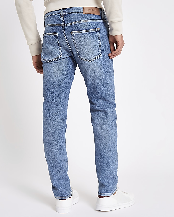 Mid blue Dylan distressed slim fit jeans