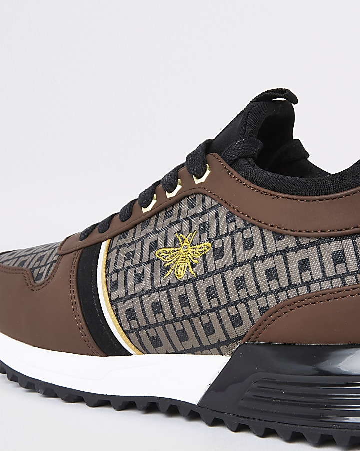 Brown monogram ‘MCMLXXVI’ lace-up trainers