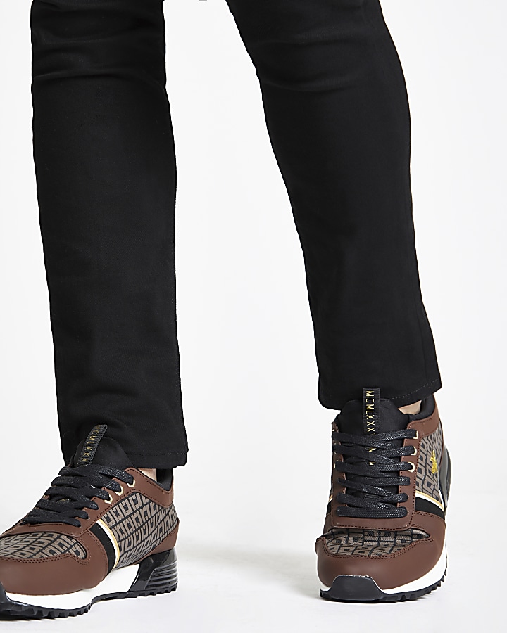 Brown monogram ‘MCMLXXVI’ lace-up trainers