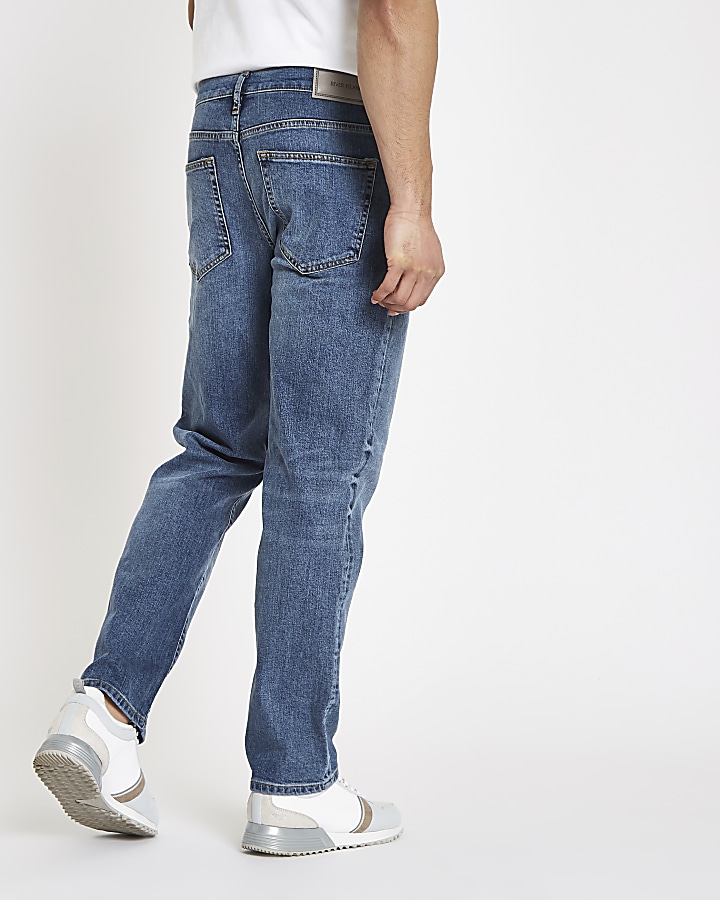 Mid blue Dean straight leg jeans