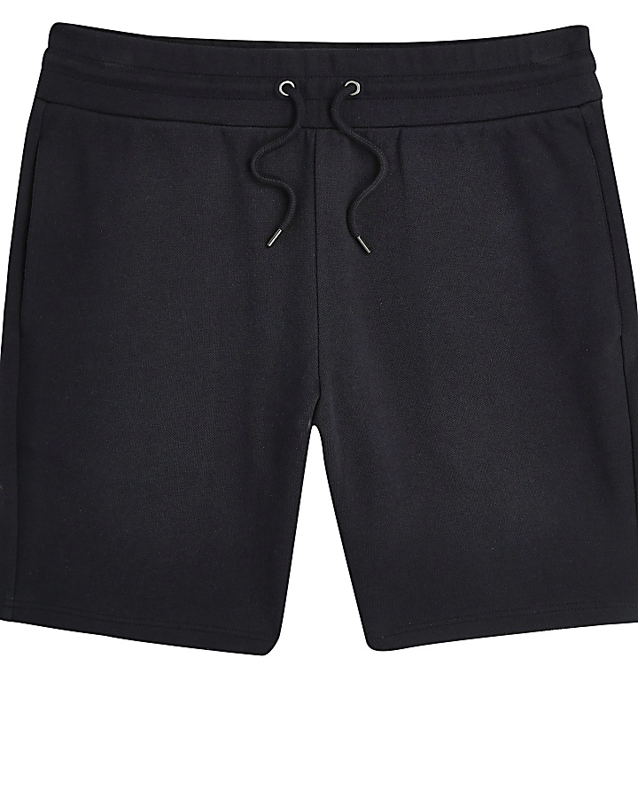 Navy slim fit pique shorts