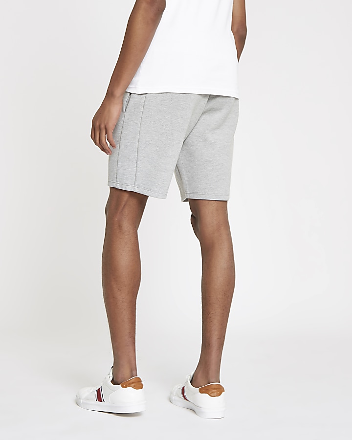 Grey marl pique shorts