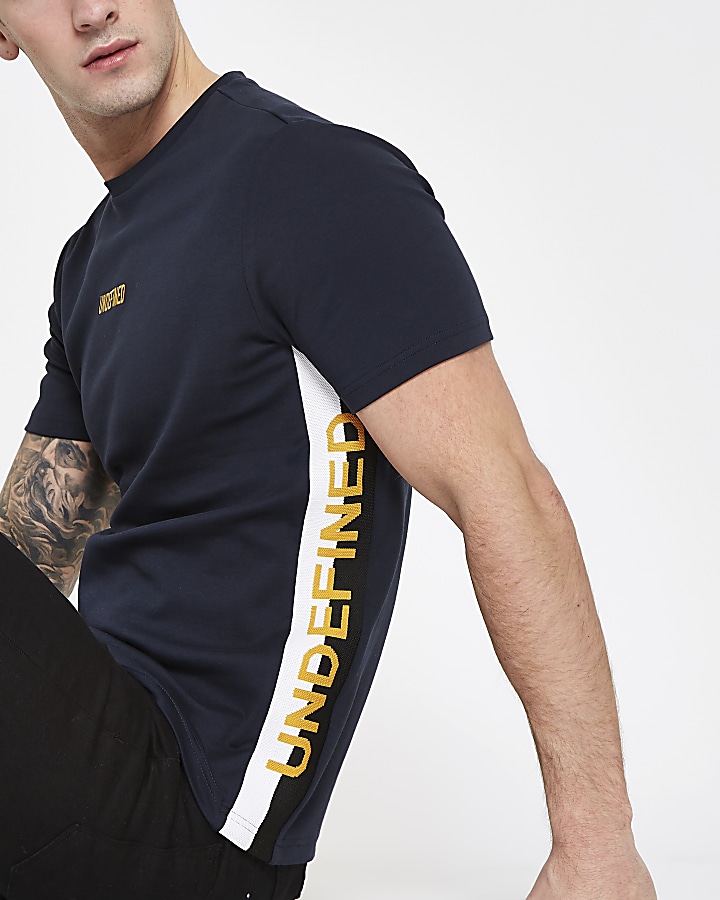 Navy ‘Undefined’ tape muscle fit T-shirt