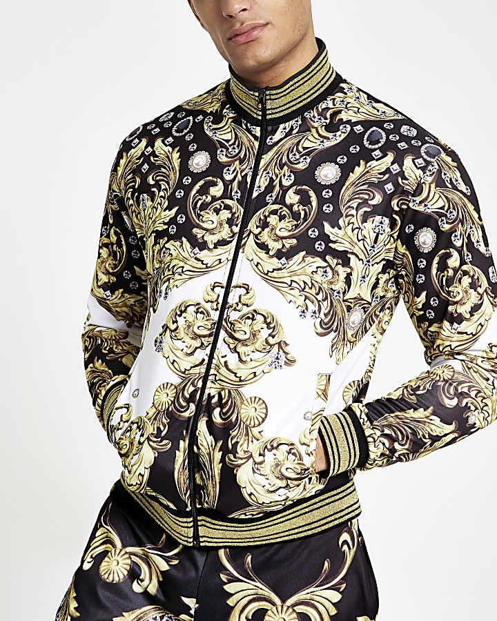 Jaded London black baroque jewel track jacket