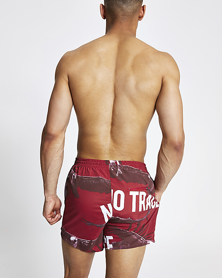 Only & Sons red printed swim shorts