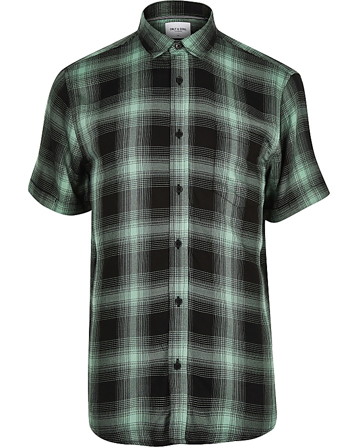 Only & Sons green check short sleeve shirt