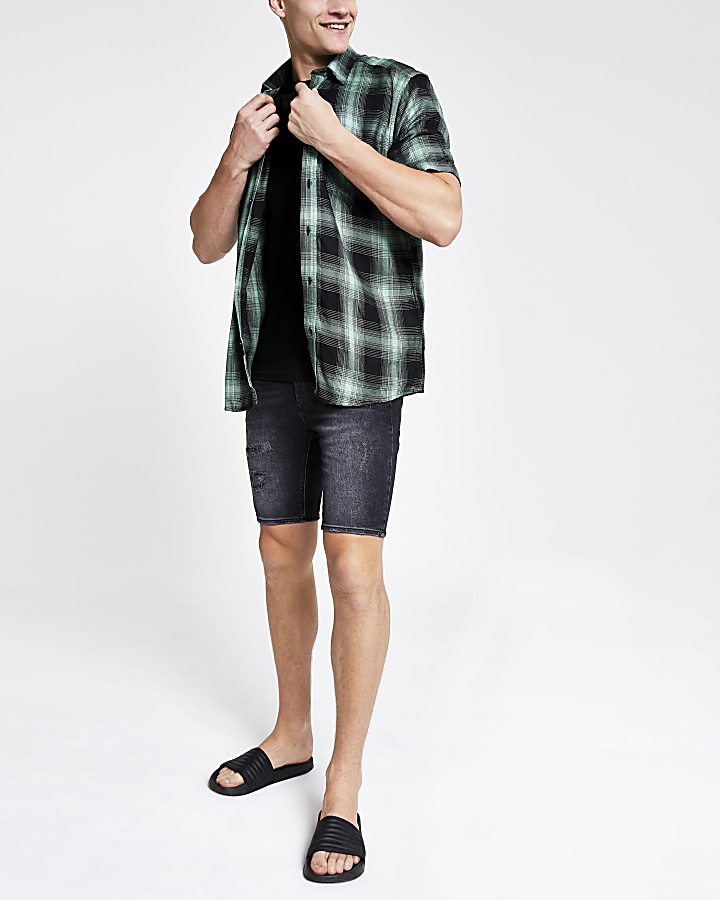 Only & Sons green check short sleeve shirt