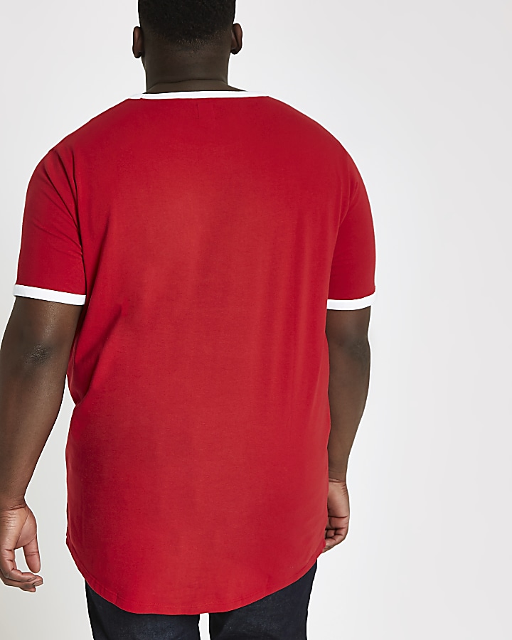 Big and Tall Prolific red curved hem T-shirt