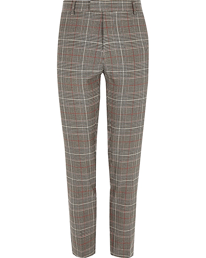 Brown check super skinny smart trousers