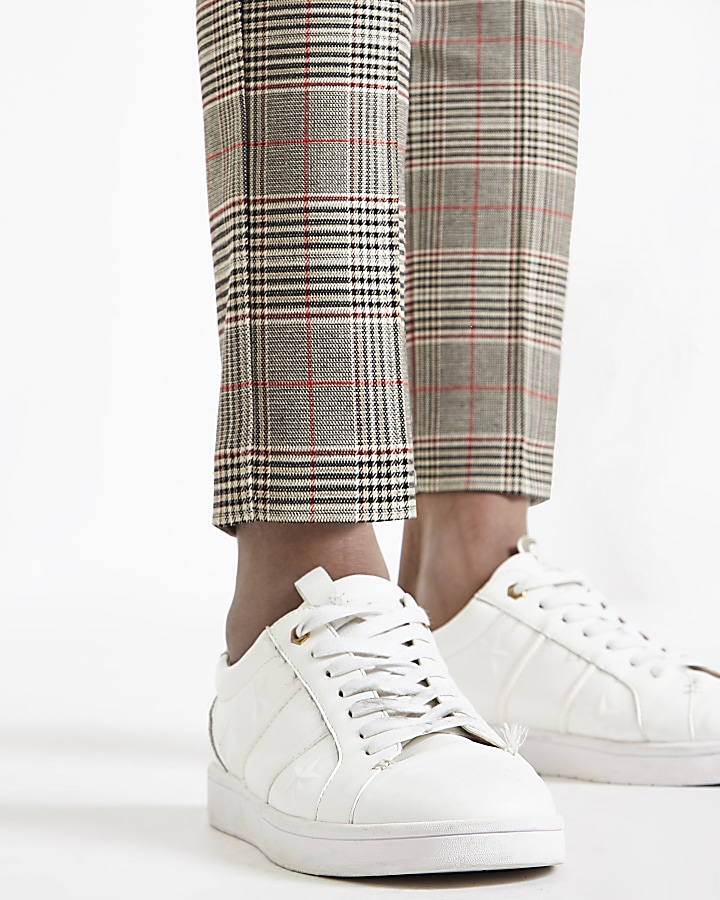 Brown check super skinny smart trousers