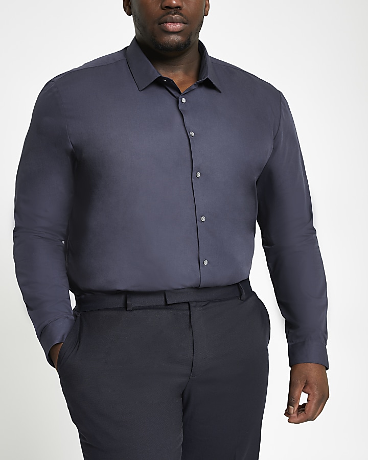 Big and Tall navy long sleeve shirt
