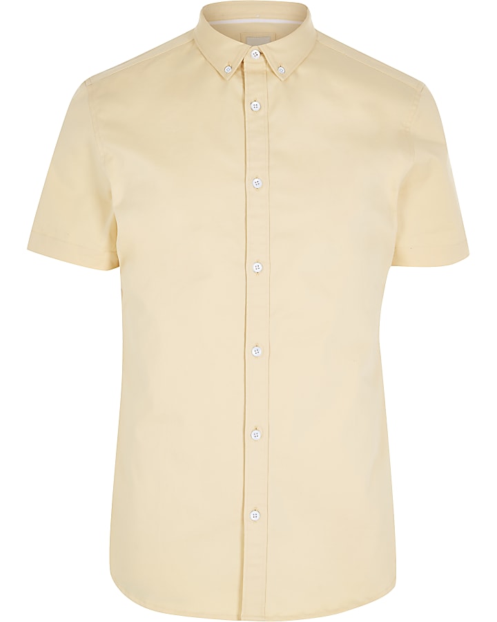Yellow short sleeve twill shirt