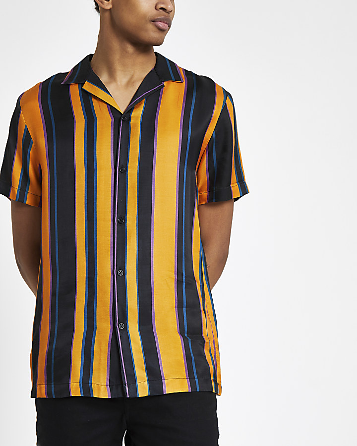 Yellow stripe short sleeve shirt