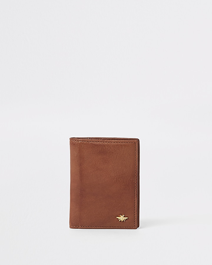 Tan leather fold out card holder