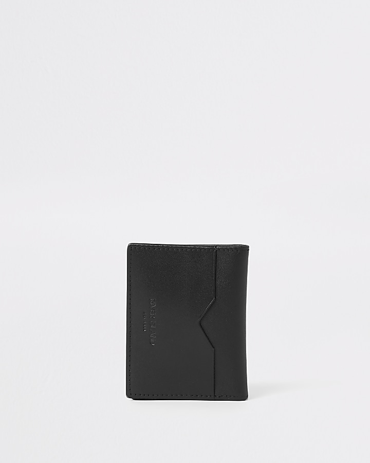 Black leather wasp fold out card holder