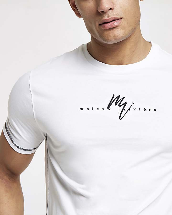 White Maison Riviera slim fit T-shirt