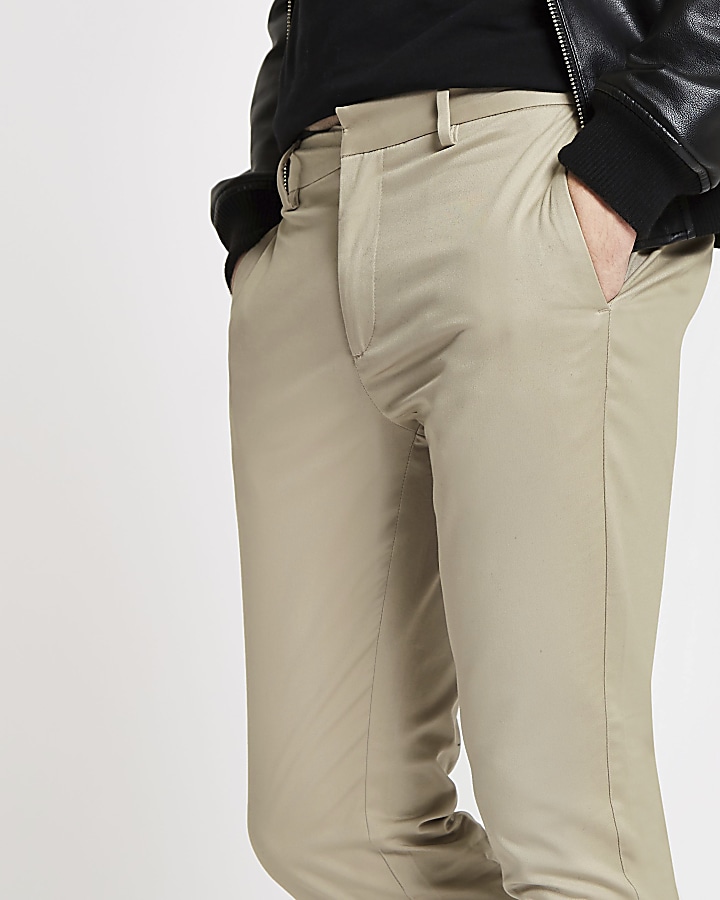 Stone skinny fit chino trousers