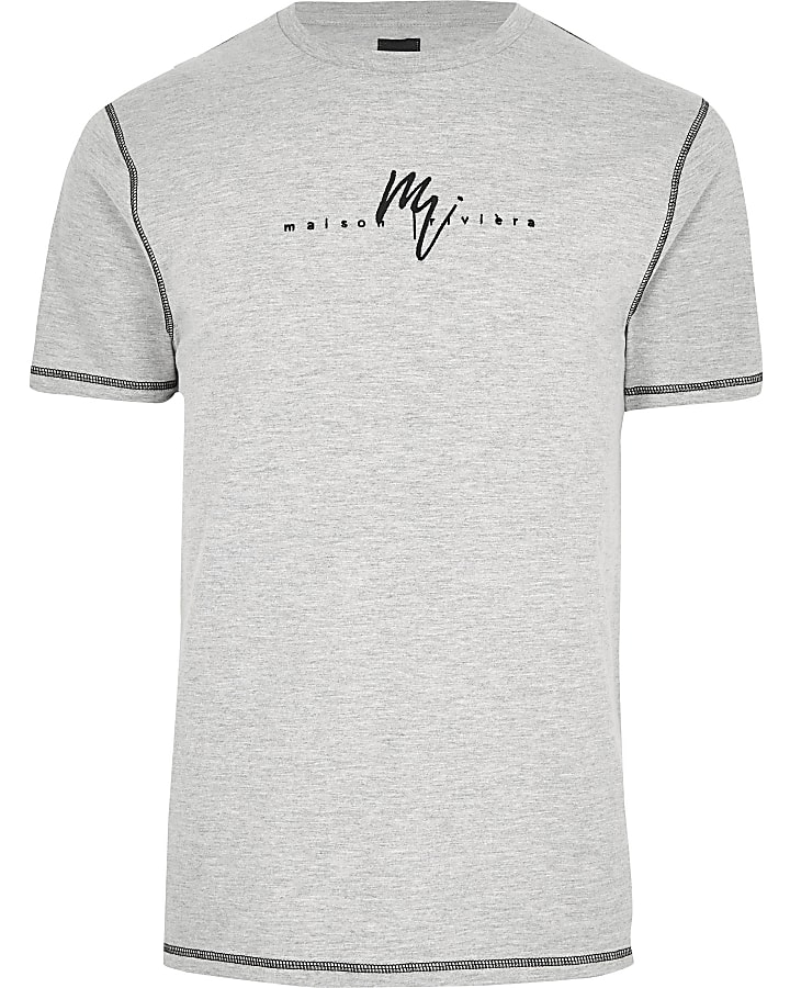 Grey marl Maison Riviera slim fit T-shirt