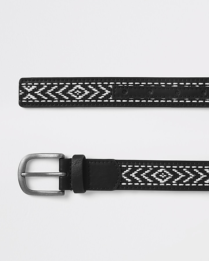 Black Aztec woven belt