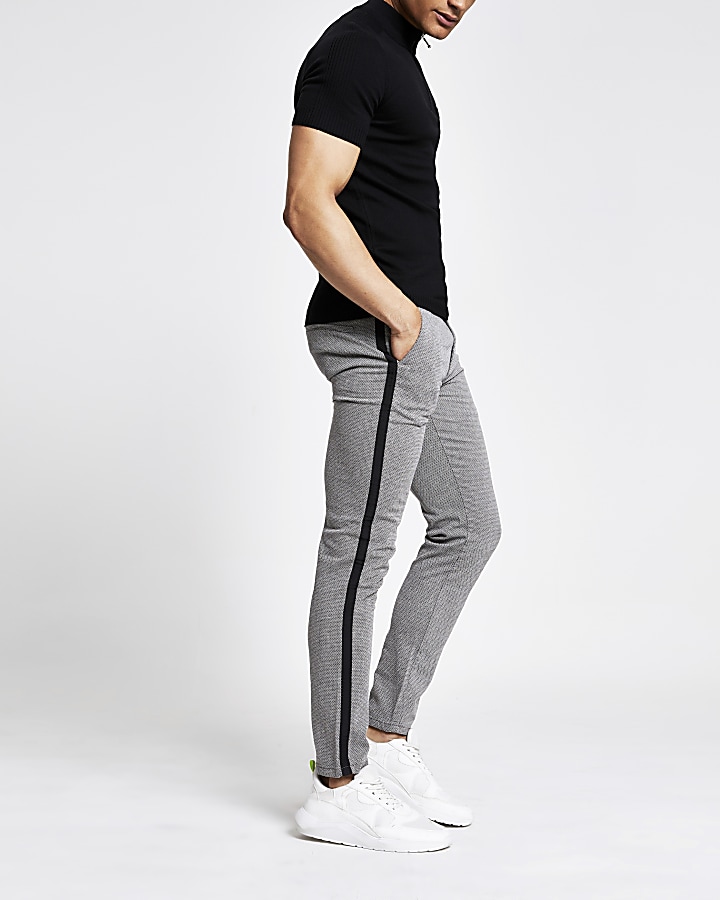 Grey textured skinny trousers