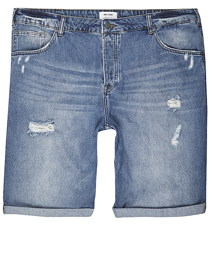 Only & Sons Big and Tall blue denim shorts