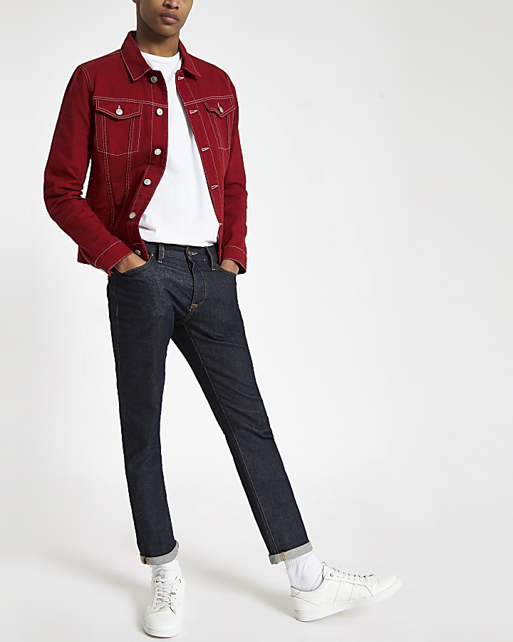 Red contrast stitch classic fit jacket