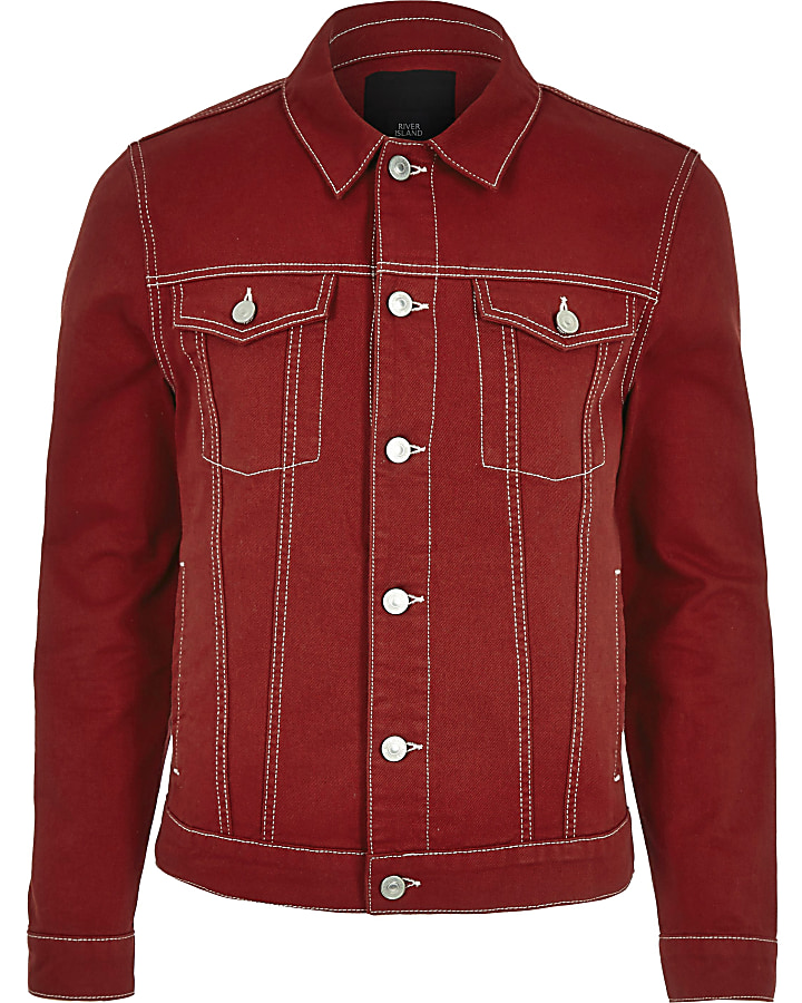 Red contrast stitch classic fit jacket
