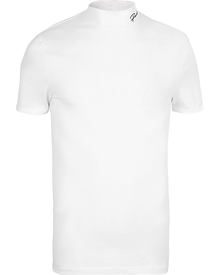 White Prolific muscle turtle neck T-shirt