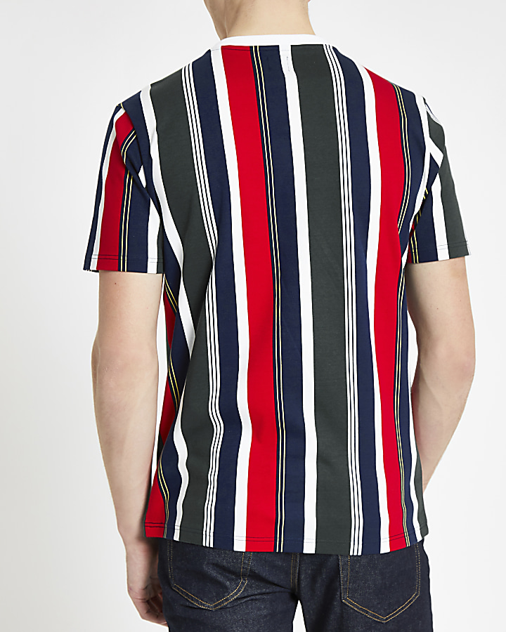 Navy Prolific slim fit stripe T-shirt