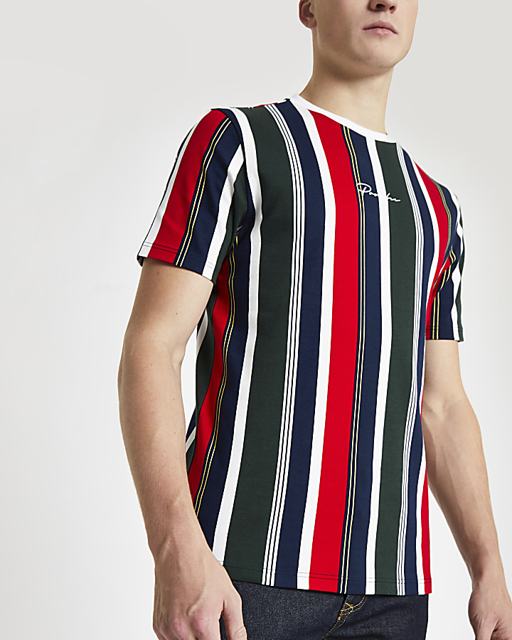 Navy Prolific slim fit stripe T-shirt