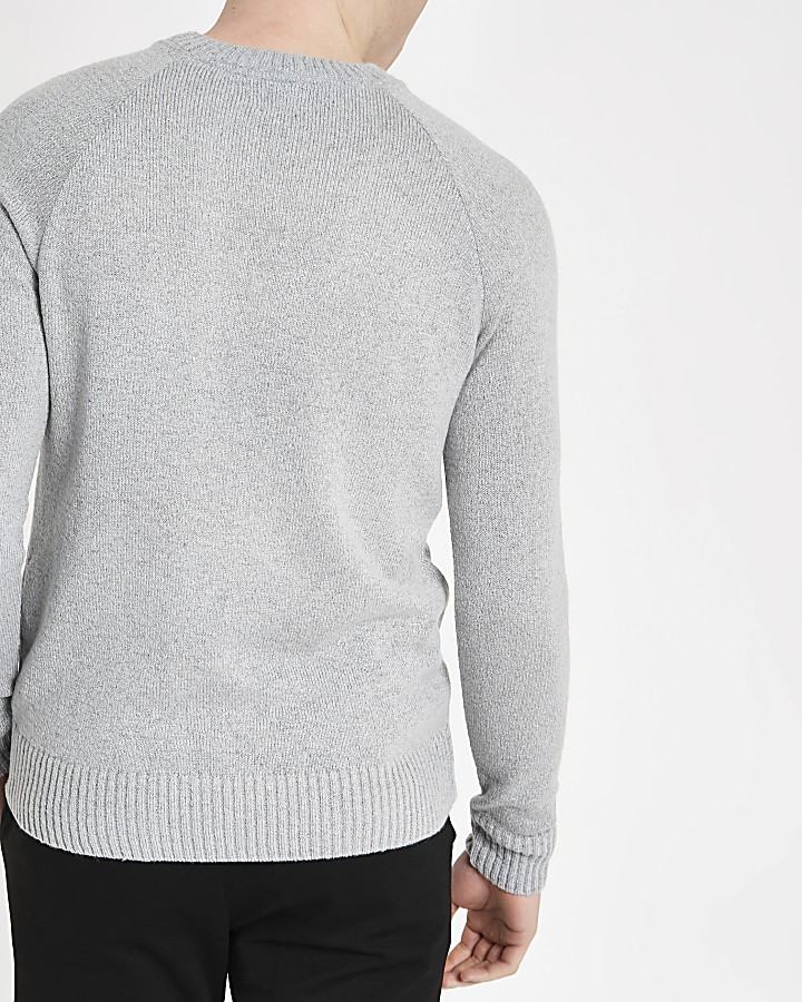 Grey slim fit soft touch jumper