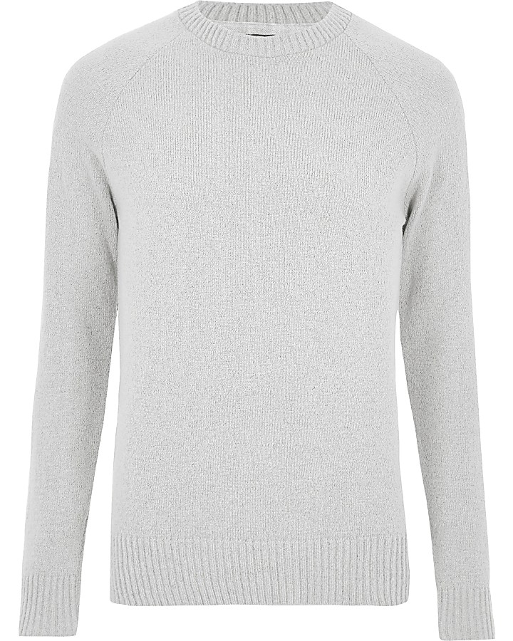 Grey slim fit soft touch jumper