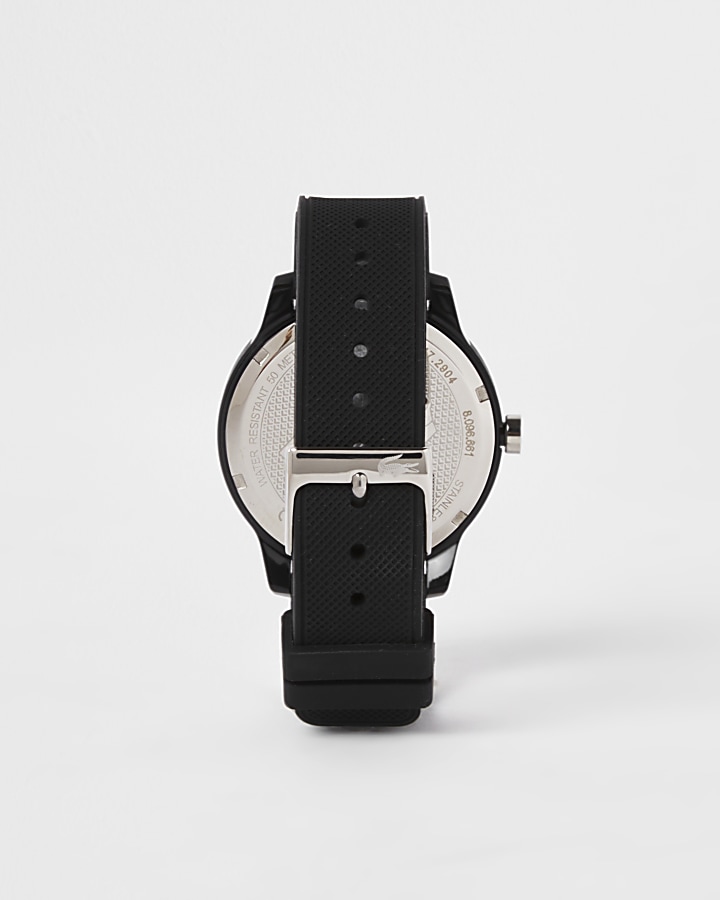 Lacoste black 12.12 silicone strap watch