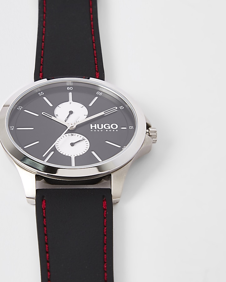 Hugo Jump black two dials steel watch