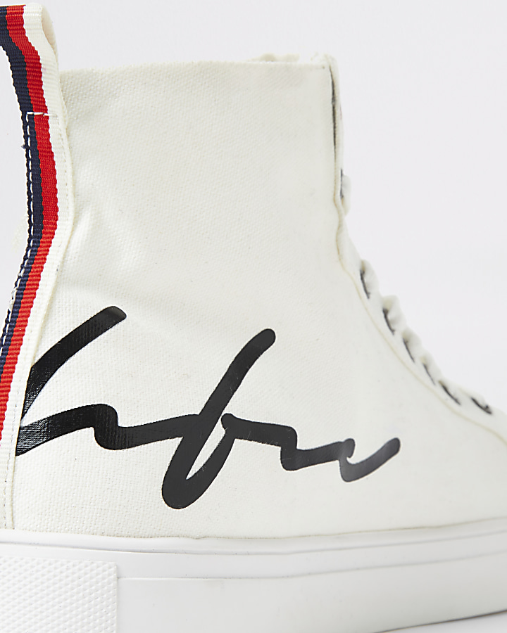 White Prolific canvas high top trainers