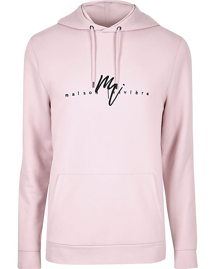 Pink ‘Maison Riviera’ slim fit hoodie