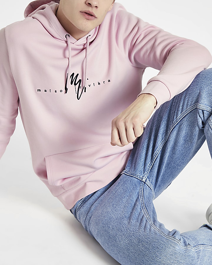 Pink ‘Maison Riviera’ slim fit hoodie