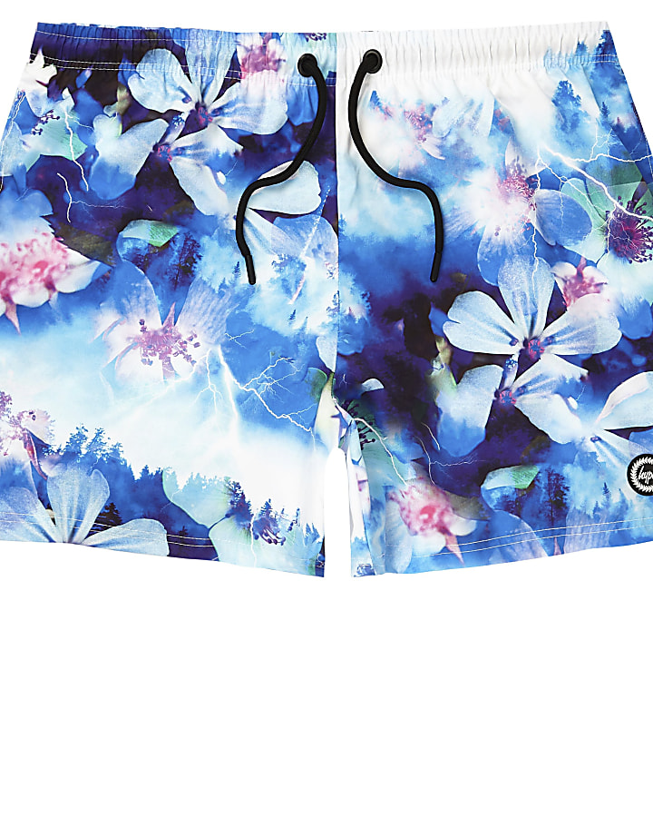 Hype blue floral print swim shorts