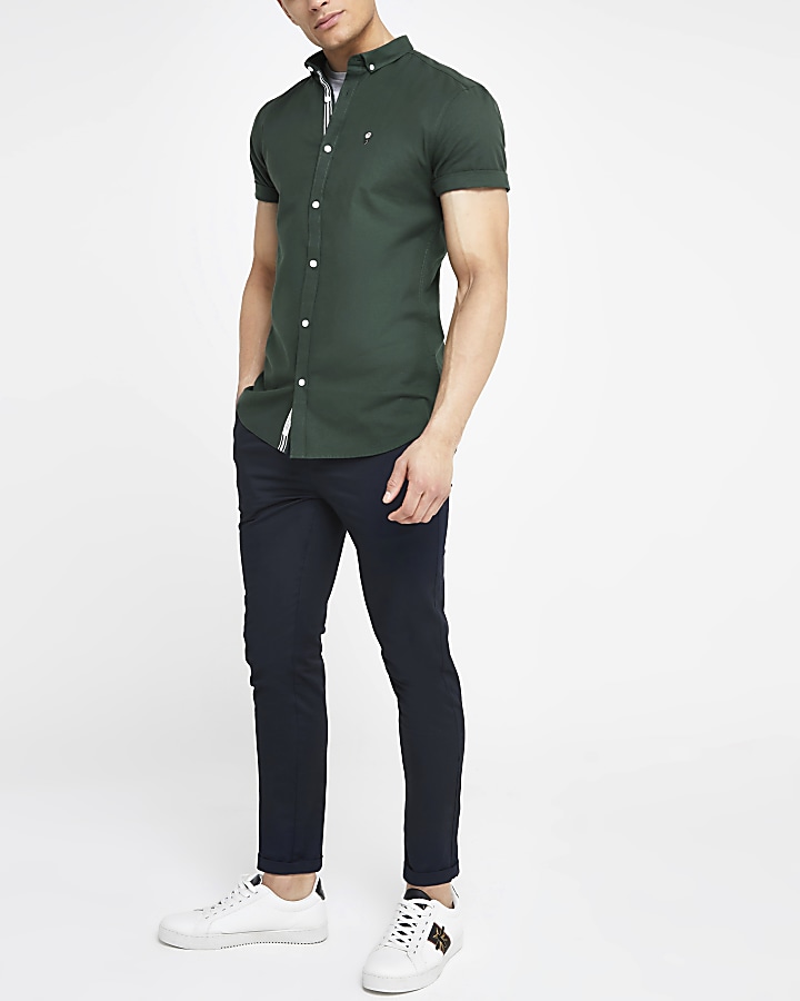 Green short sleeve Oxford shirt