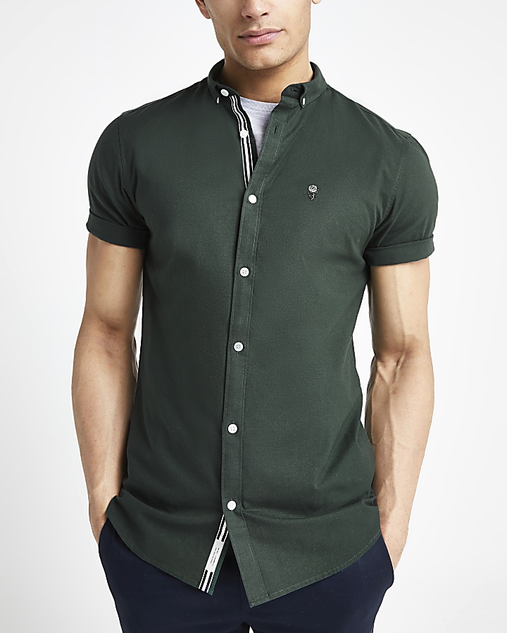 Green short sleeve Oxford shirt