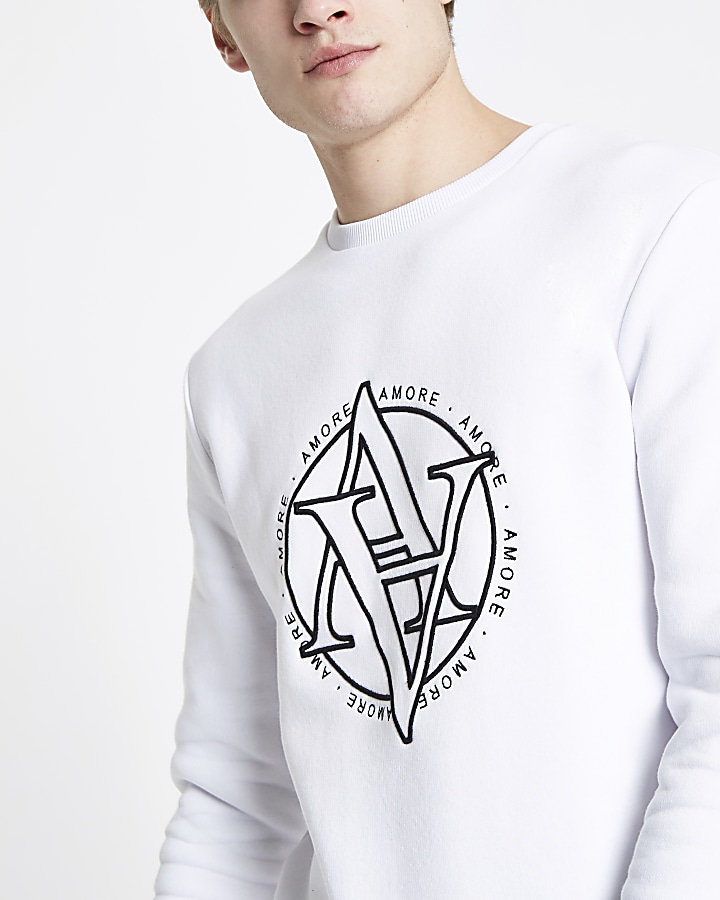 White ‘Amore’ slim fit sweatshirt