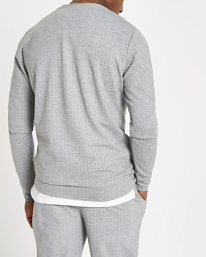 Grey crew neck slim fit sweatshirt