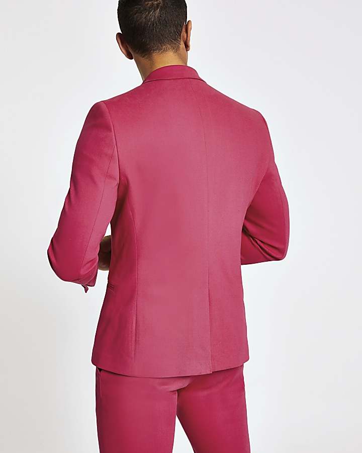 Neon pink super skinny suit jacket