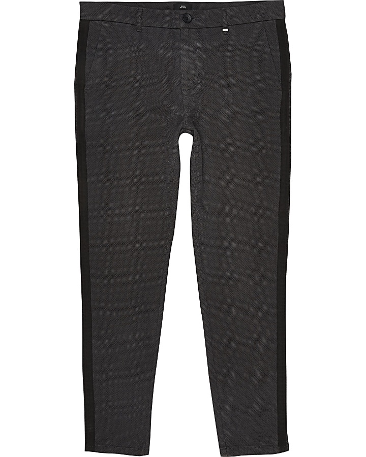 Dark grey textured skinny trousers