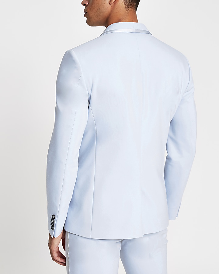 Light blue skinny stretch suit jacket